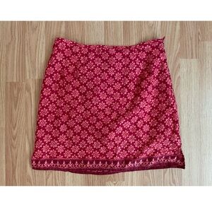American Eagle Outfitters Red Floral Print Mini Skirt